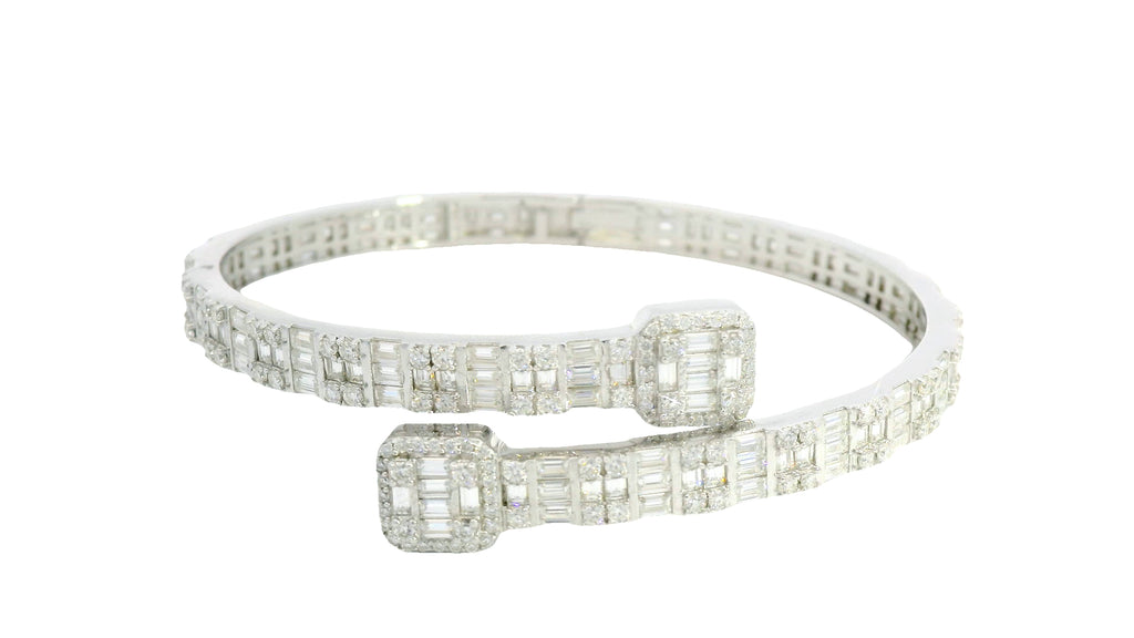 Silver lab stone baguette cut bengal bracelet