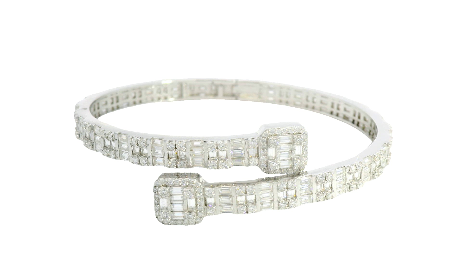 Silver lab stone baguette cut bengal bracelet