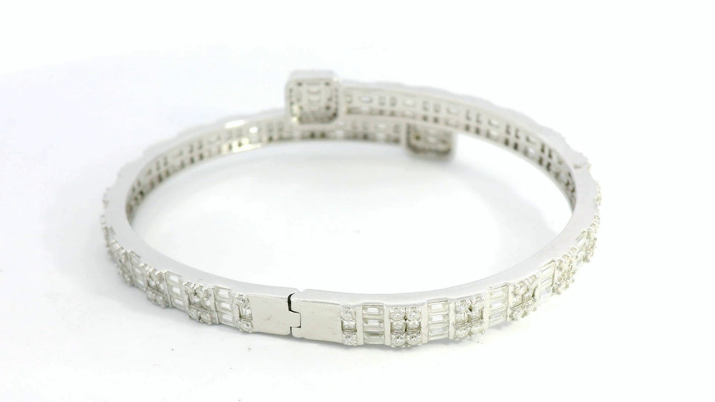 Silver lab stone baguette cut bengal bracelet