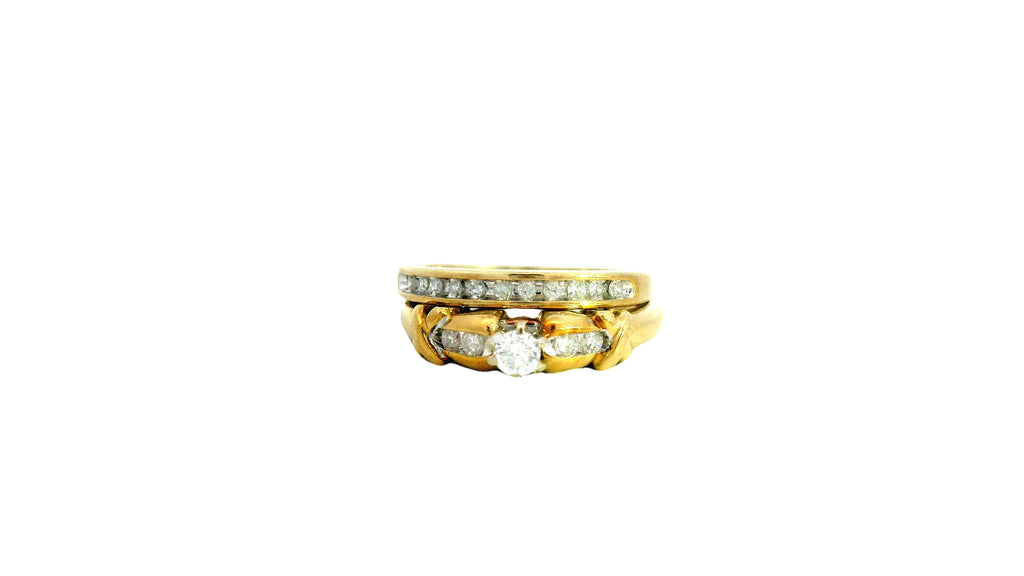 10k gold natural stone 2 band ring