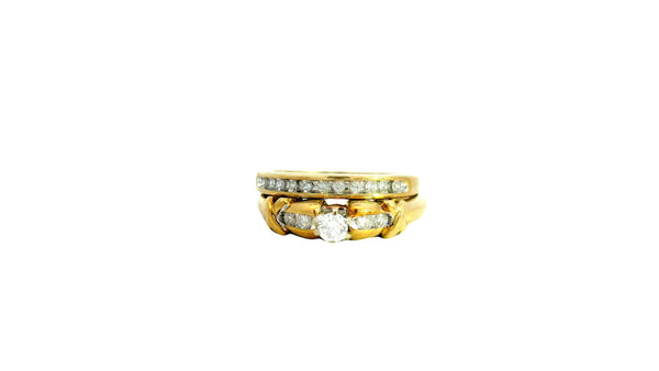 10k gold natural stone 2 band ring