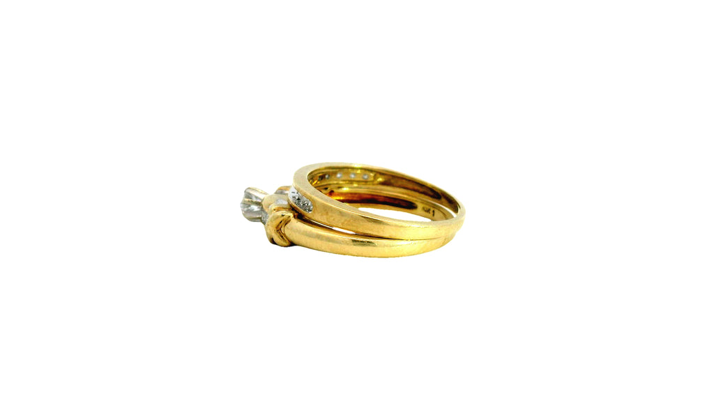 10k gold natural stone 2 band ring