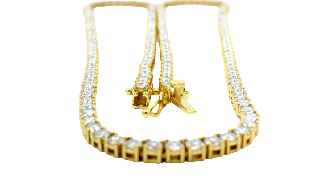 3mm lab stone gold tennis necklace
