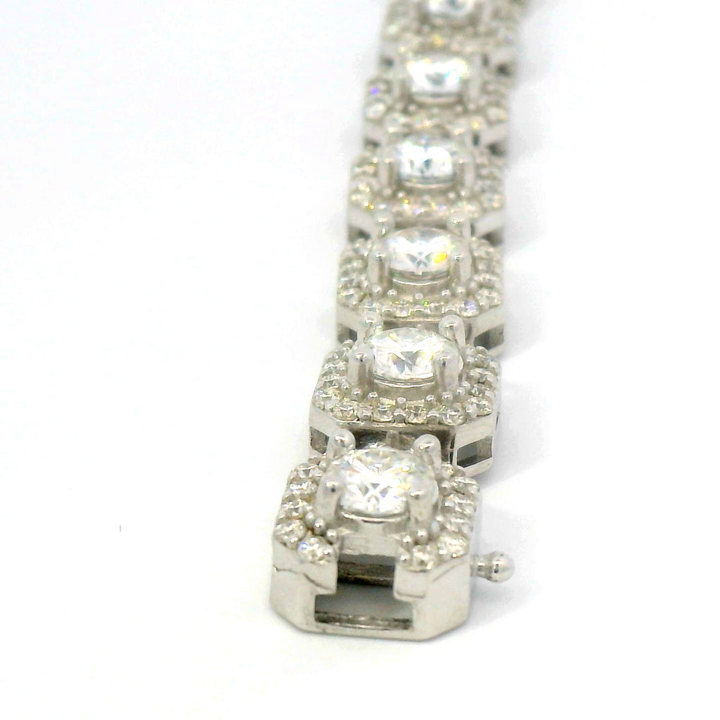 Silver lab stone cluster bracelet