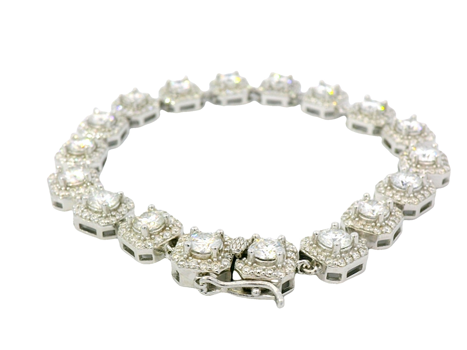 Silver lab stone cluster bracelet
