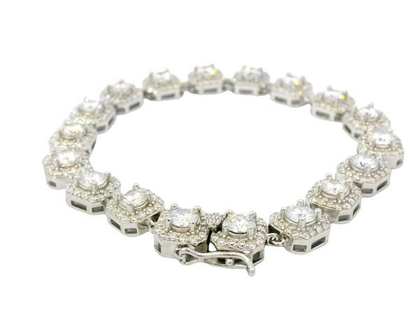 Silver lab stone cluster bracelet