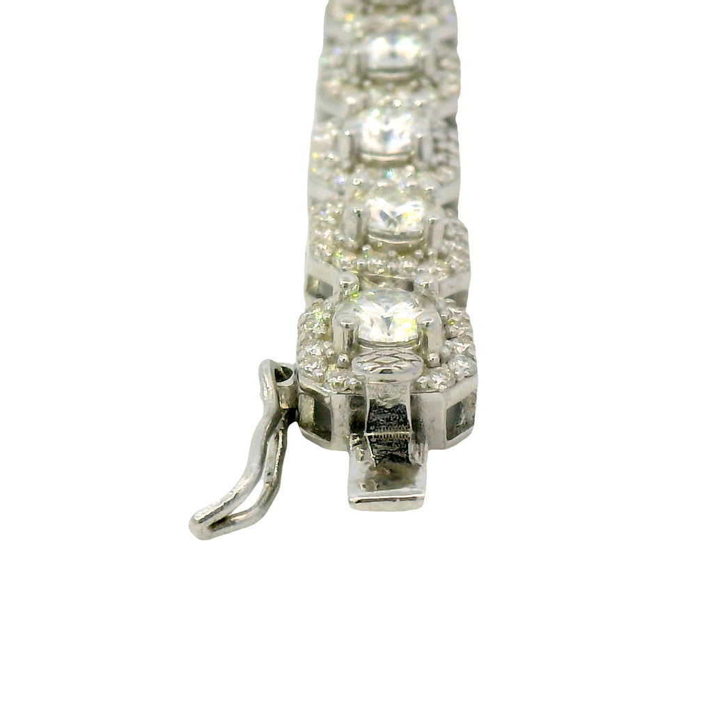 Silver lab stone cluster bracelet
