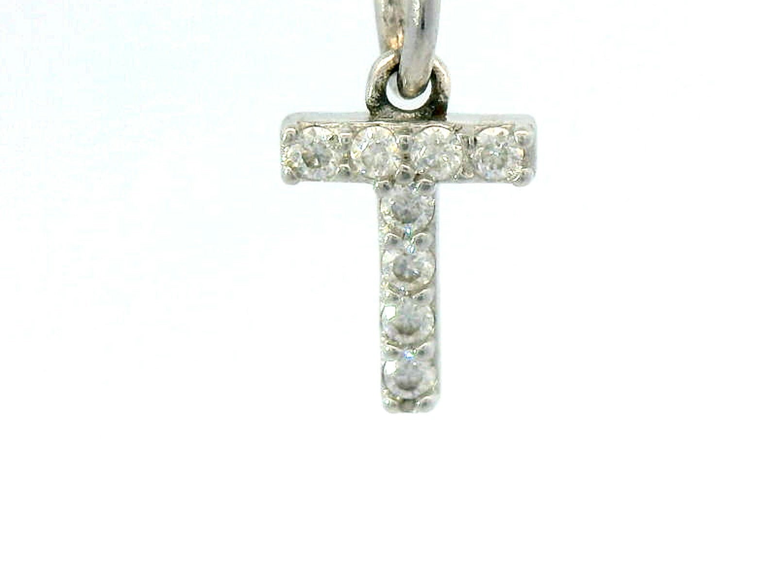Silver labstone small letter “T” pendant