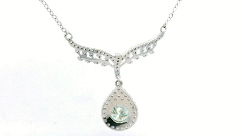 Silver wing drop pendant