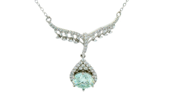 Silver wing drop pendant