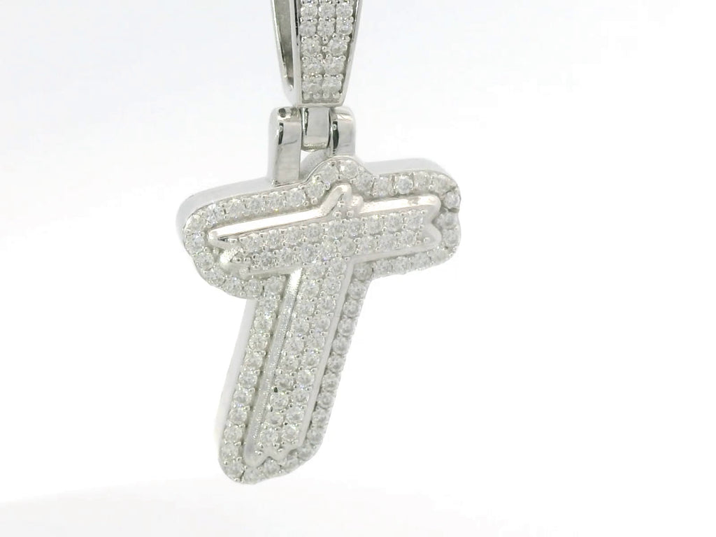 Silver labstone letter “ T “ pendant