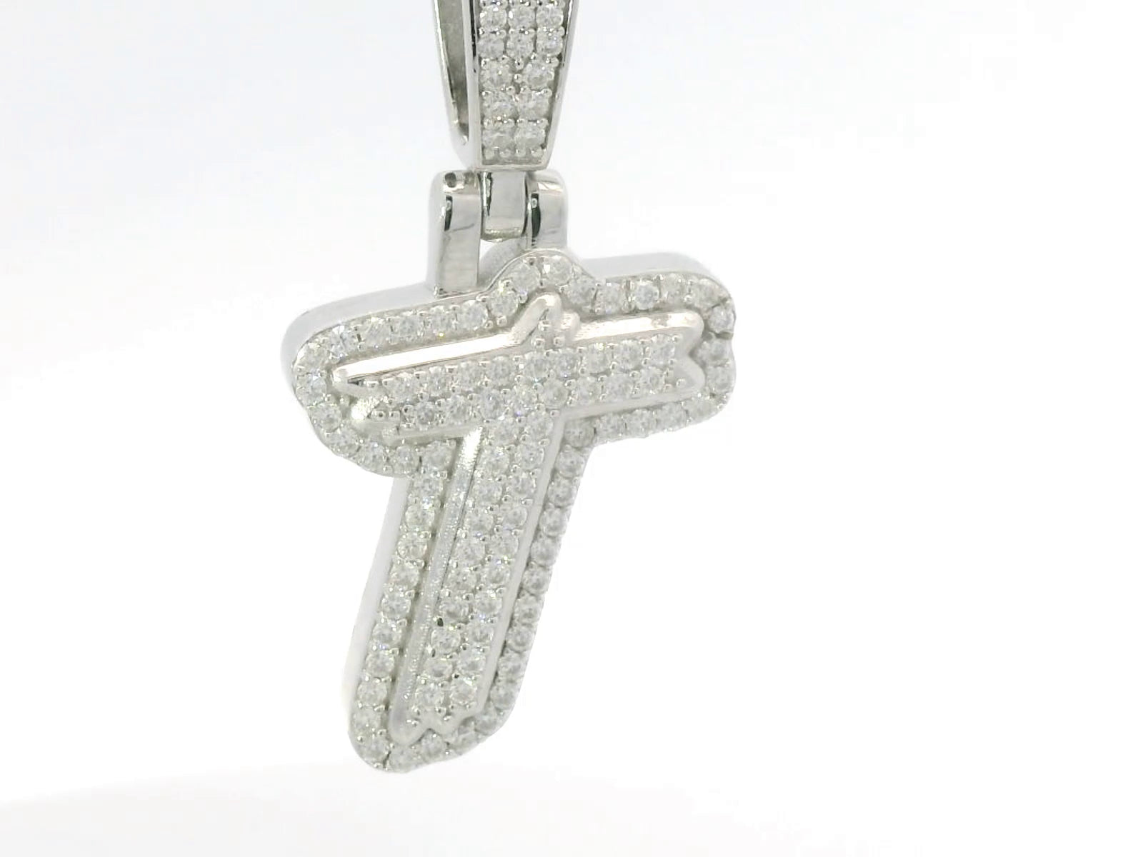 Silver labstone letter “ T “ pendant