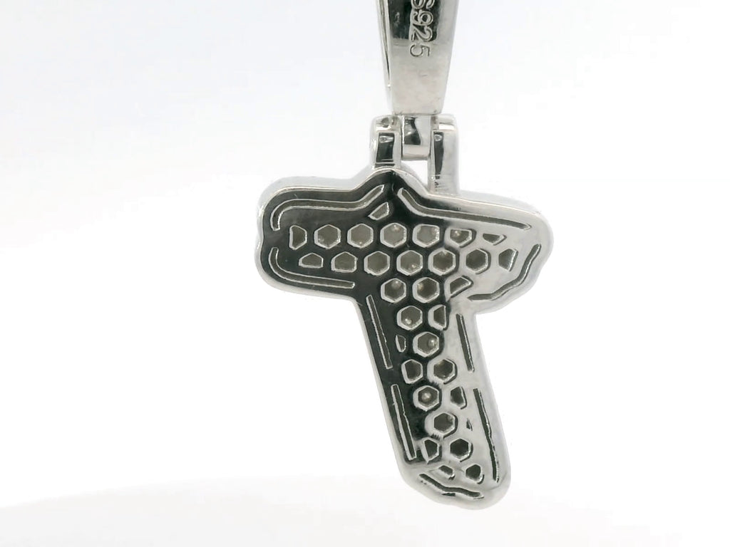 Silver labstone letter “ T “ pendant