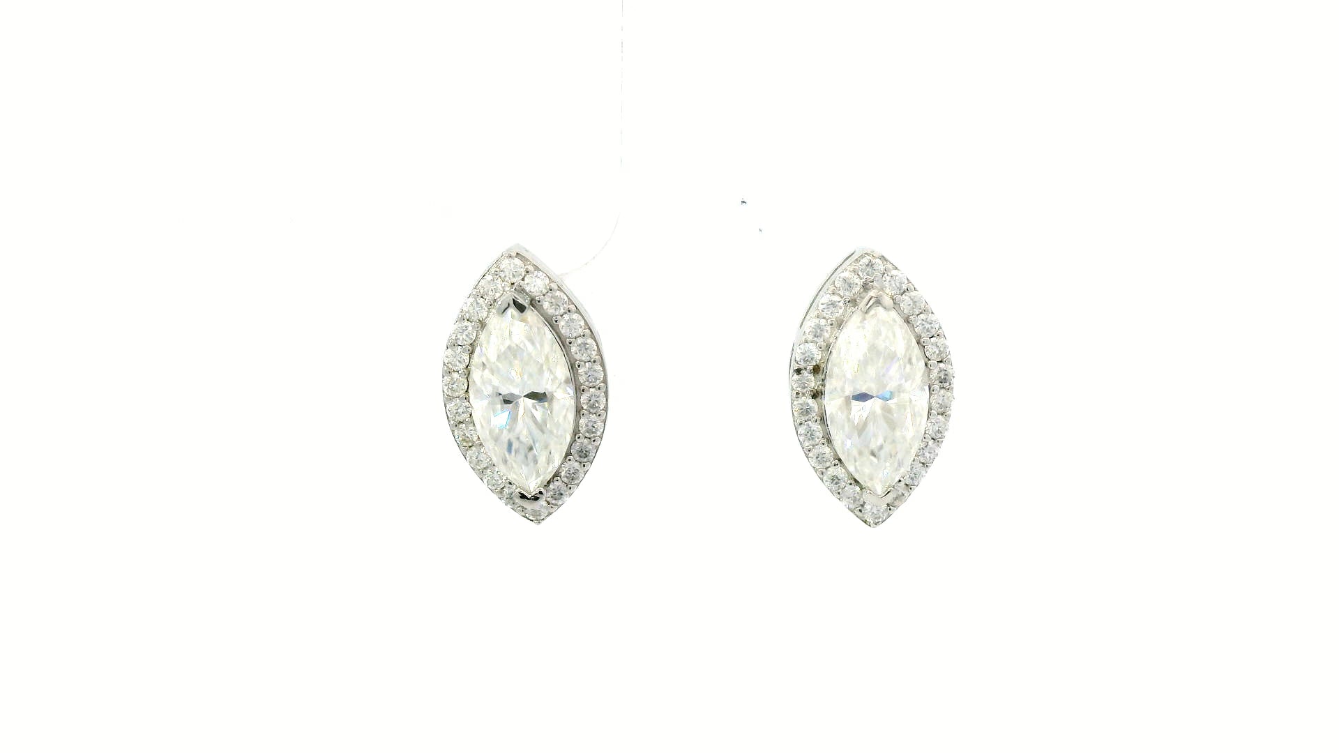 Silver labstone Marquise cut earrings