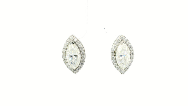 Silver labstone Marquise cut earrings