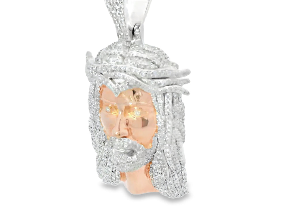 2 tone silver and rose gold Jesus head