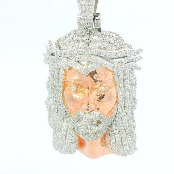2 tone silver and rose gold Jesus head