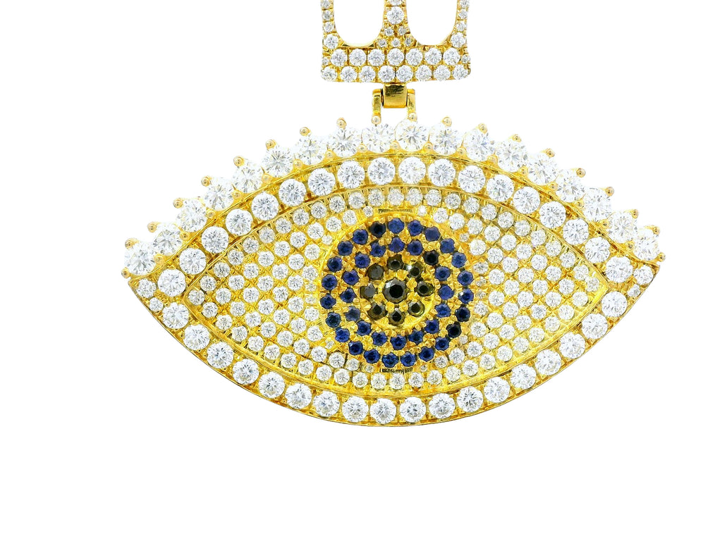 9k gold eyeball with blue and white labstone diamonds