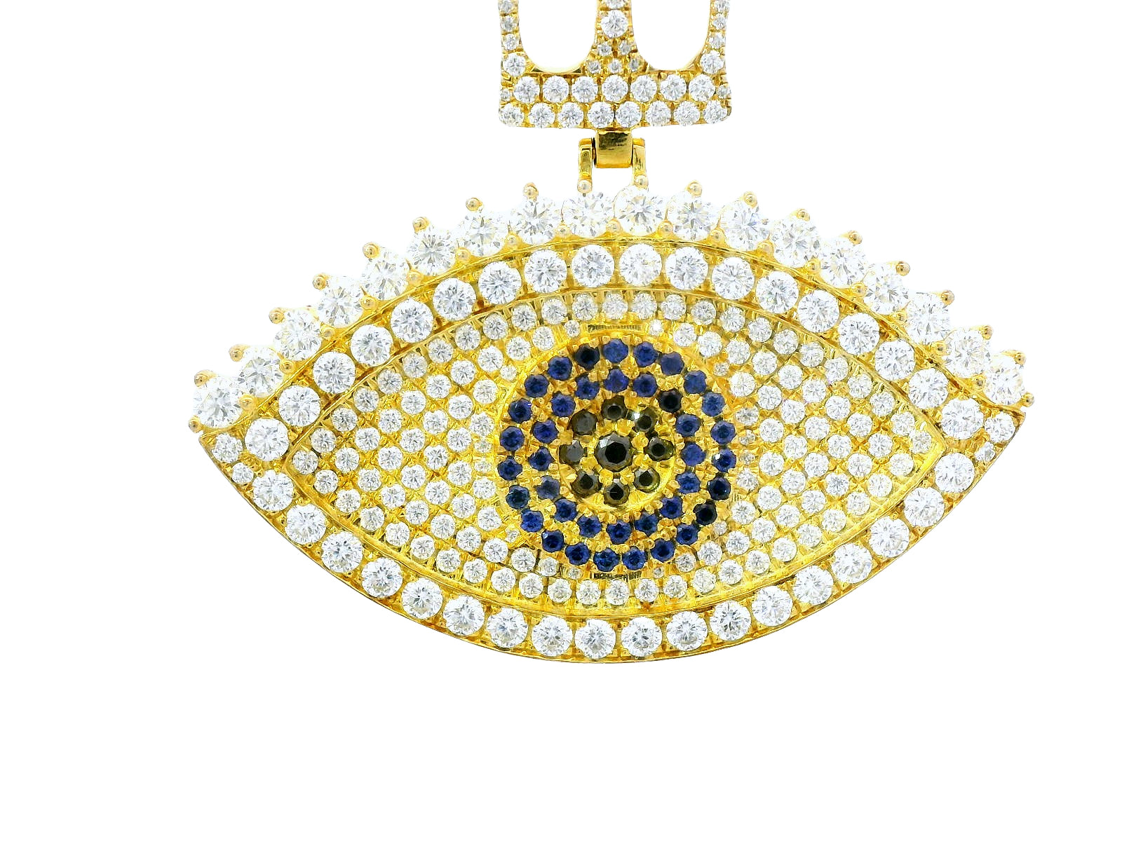 9k gold eyeball with blue and white labstone diamonds