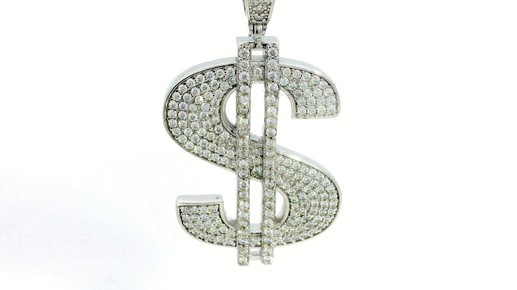 Silver labstone dollar sign pendant