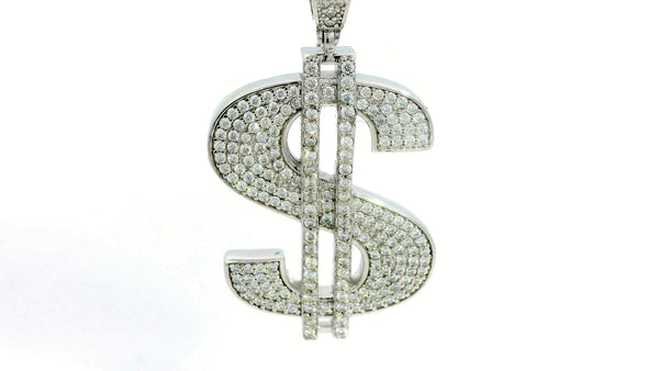 Silver labstone dollar sign pendant