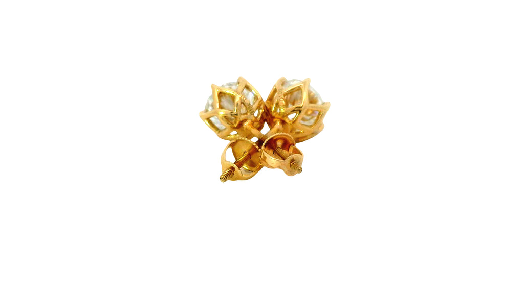 10k gold unique lab-stone, basket set stud earrings