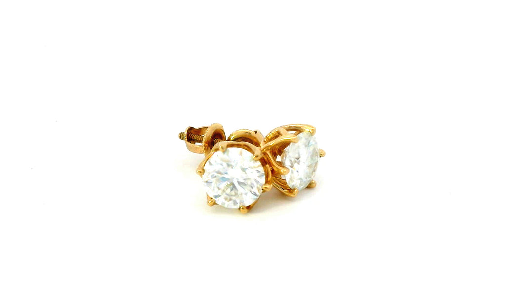 10k gold unique lab-stone, basket set stud earrings
