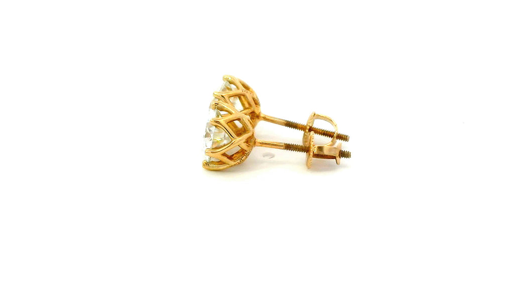 10k gold unique lab-stone, basket set stud earrings