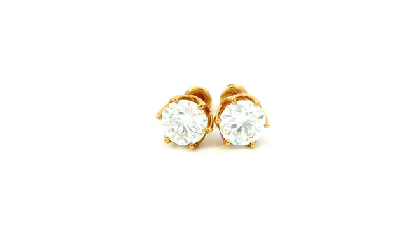 10k gold unique lab-stone, basket set stud earrings