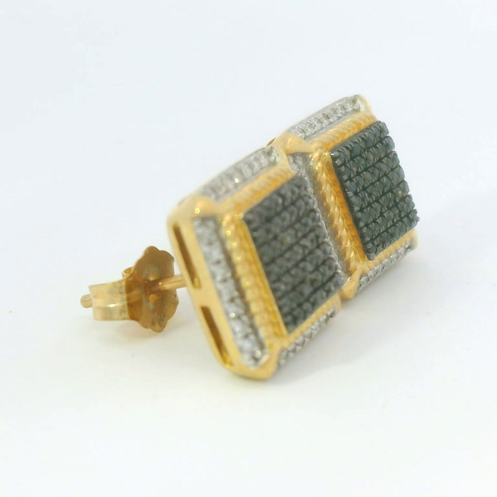 10k gold black and gold square earrings