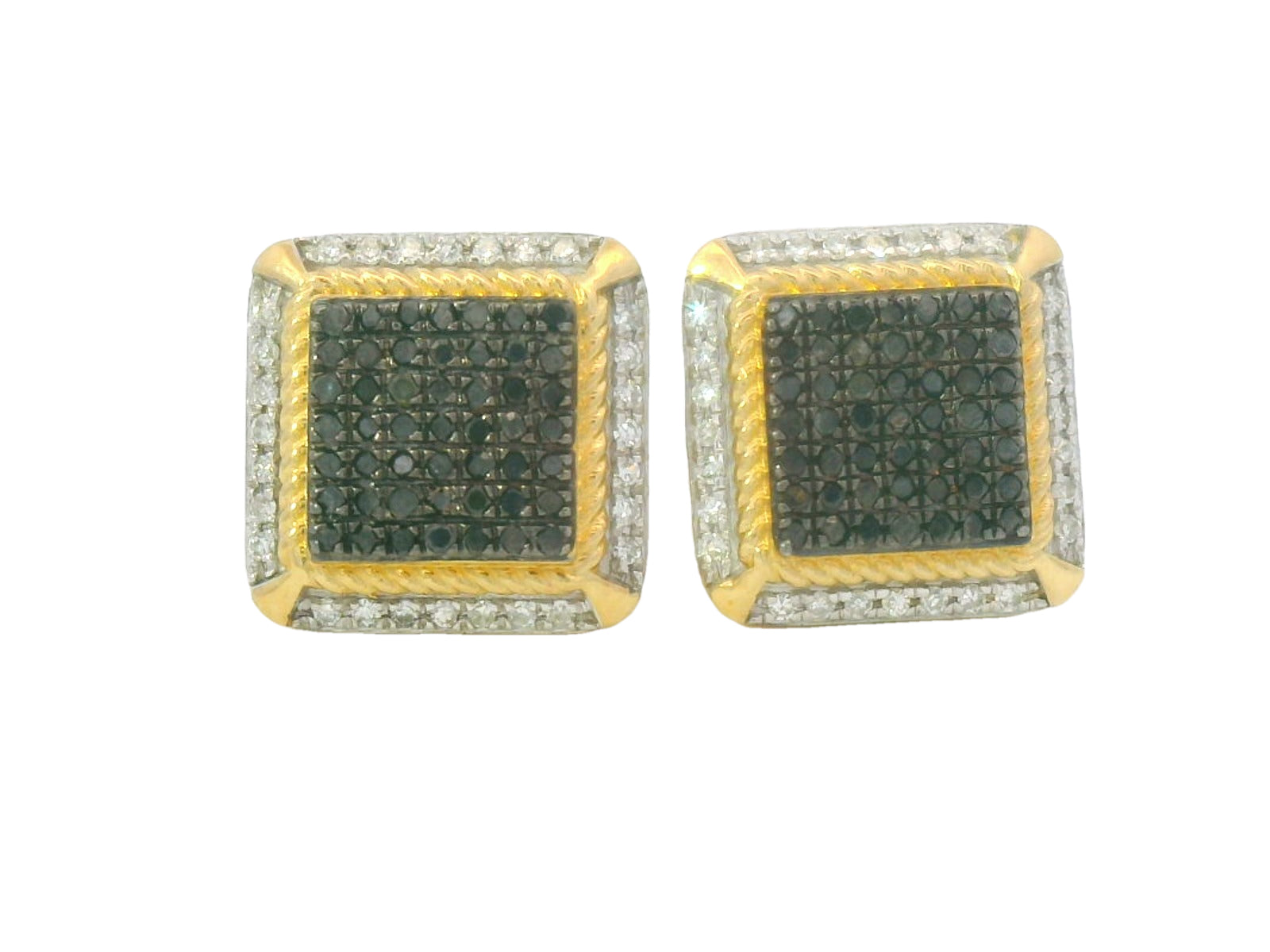 10k gold black and gold square earrings