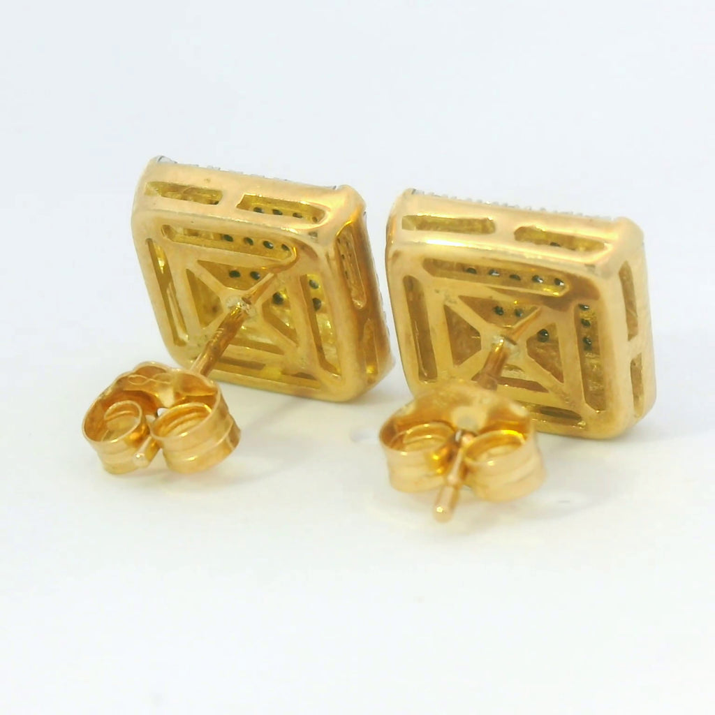 10k gold black and gold square earrings