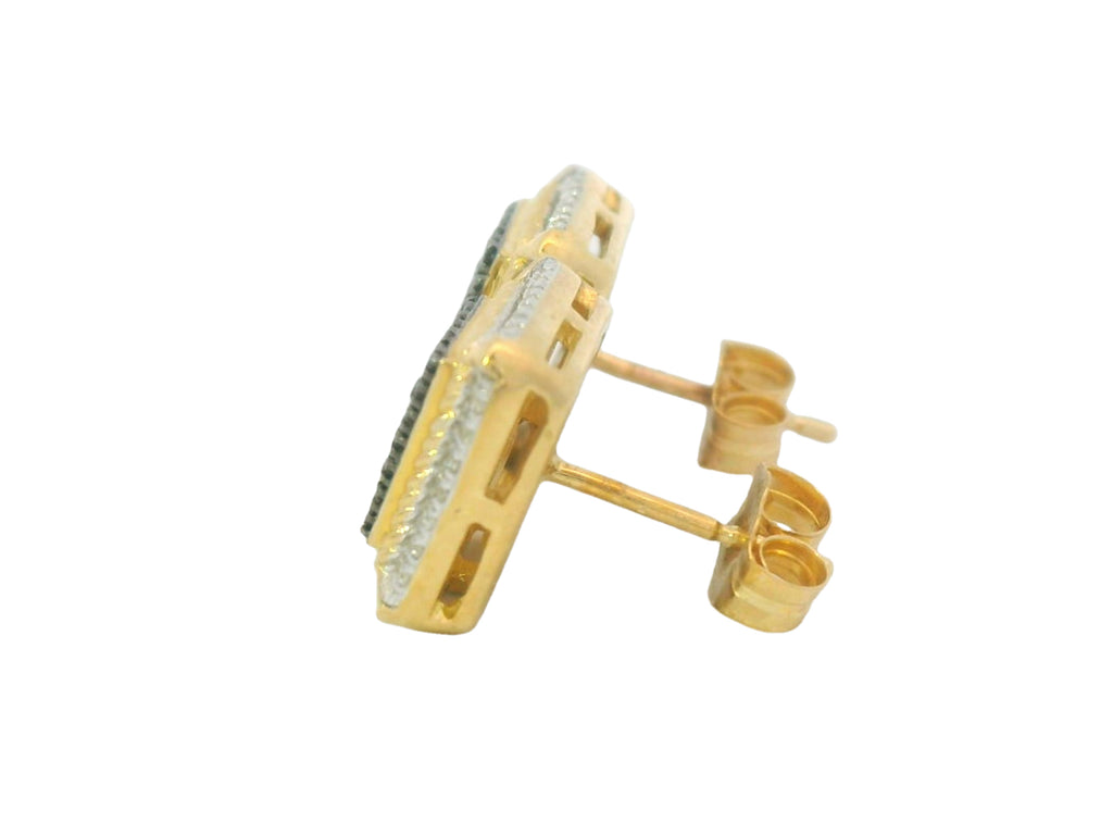 10k gold black and gold square earrings