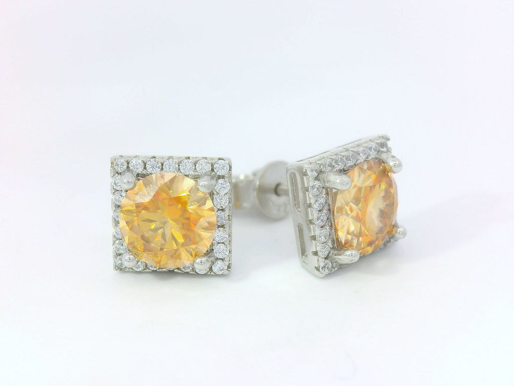 Silve square yellow earrings