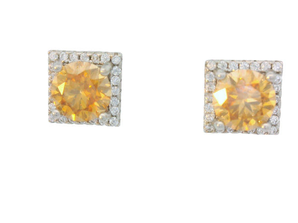 Silve square yellow earrings