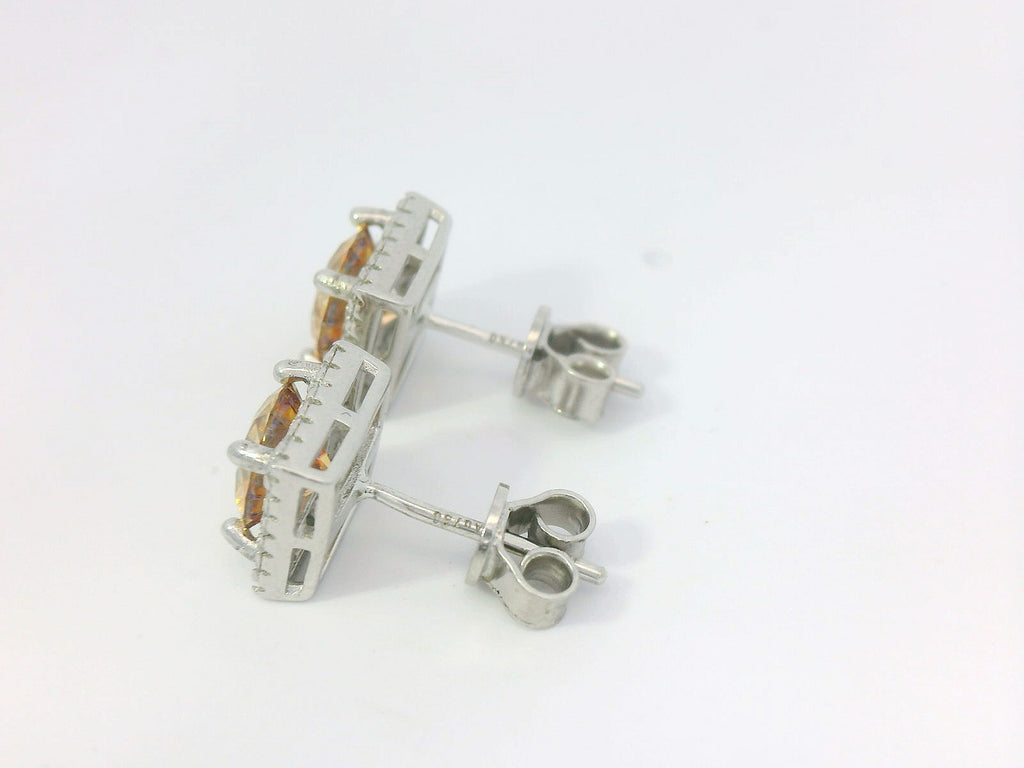 Silve square yellow earrings