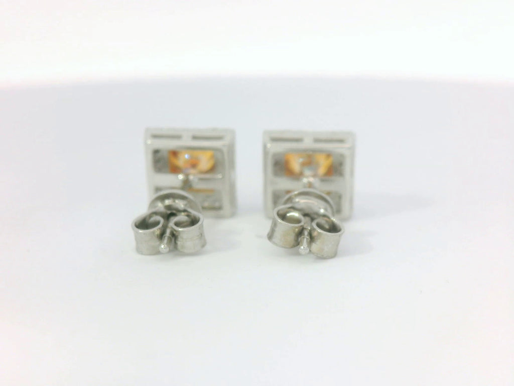 Silve square yellow earrings