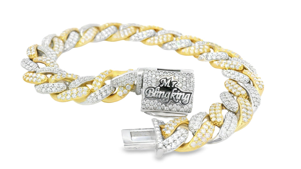 2 tone silver and gold signature “Mr.Blngking “ cuban bracelet