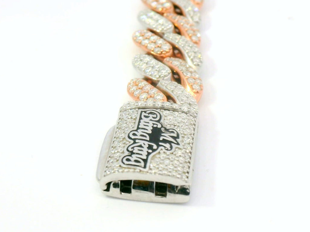 2 tone silver and rosegold signature “Mr.Blngking “ cuban bracelet