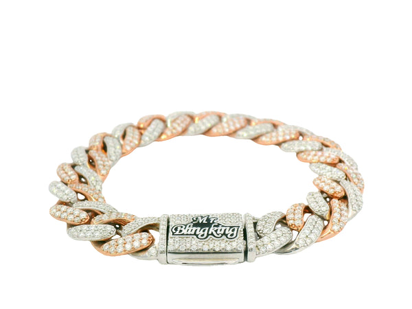 2 tone silver and rosegold signature “Mr.Blngking “ cuban bracelet