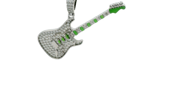 Silver Lab stone Guitar pendant