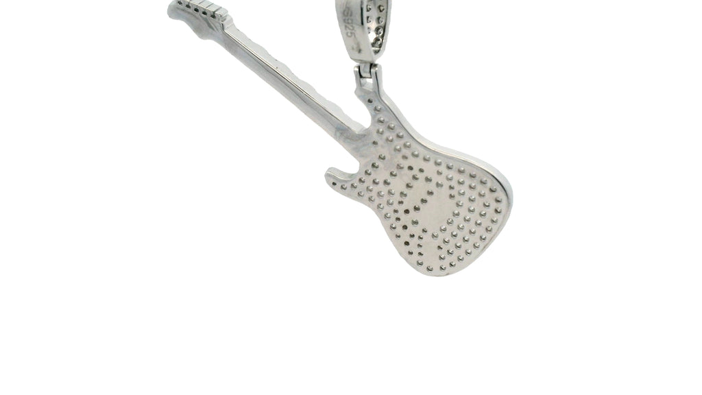 Silver Lab stone Guitar pendant