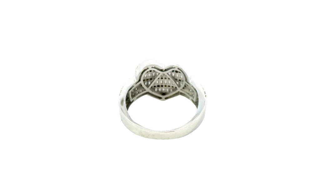 Silver labstone heart ring with an emerald cut face
