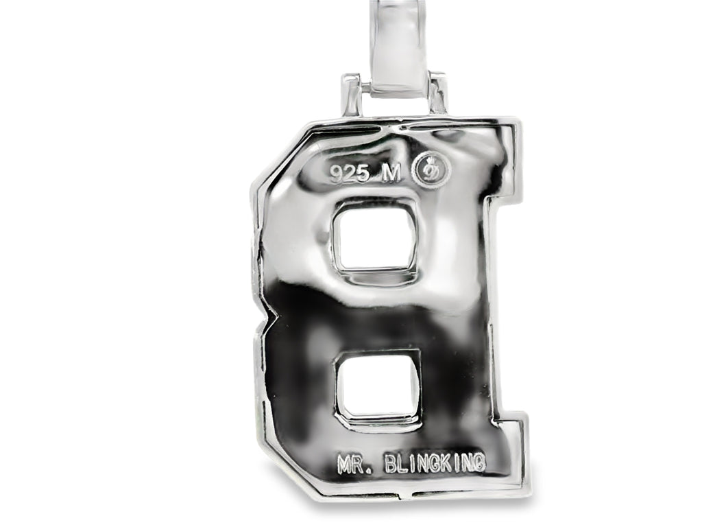 Silver labstone baguette cut letter “ B “ pendant