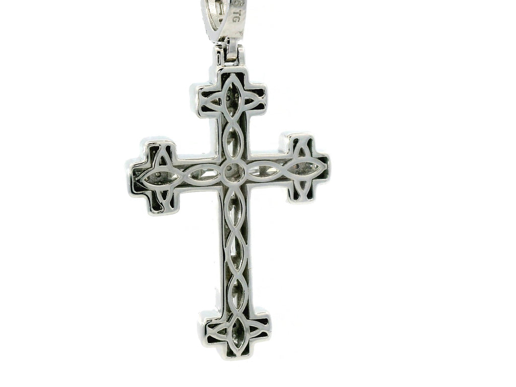Silver lab stone baguette cross pendant