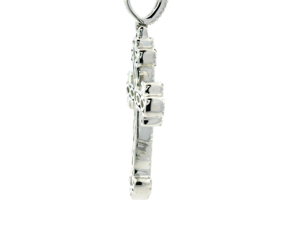 Silver lab stone baguette cross pendant
