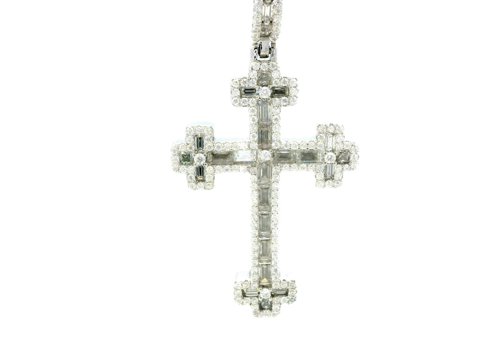 Silver lab stone baguette cross pendant