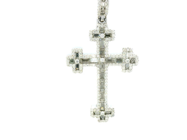 Silver lab stone baguette cross pendant