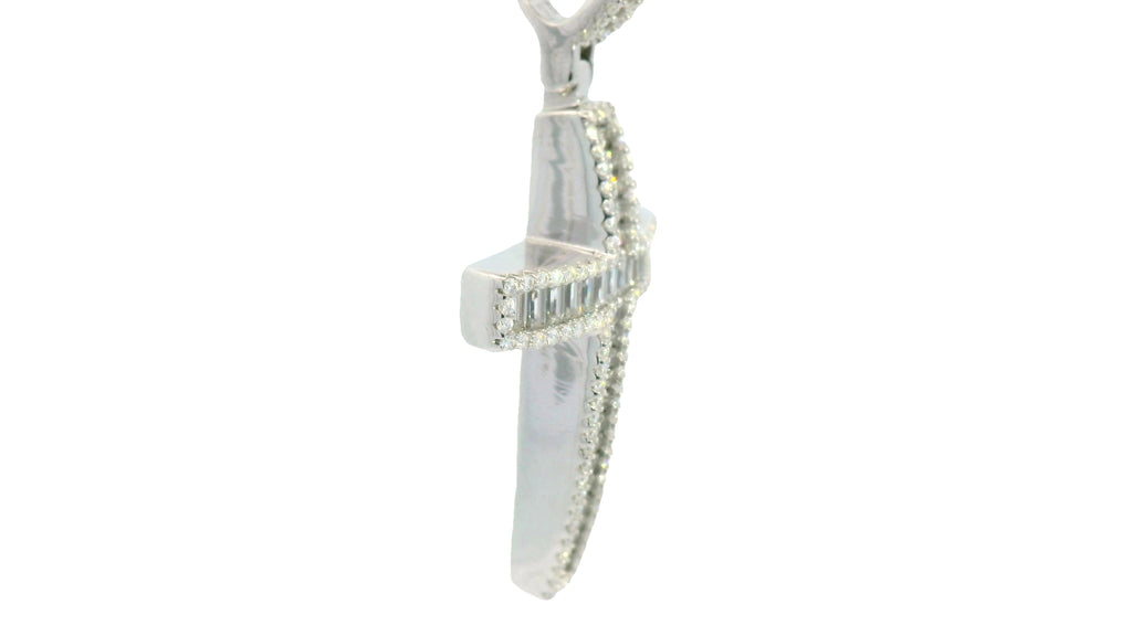Silver labstone baguette cross pendant