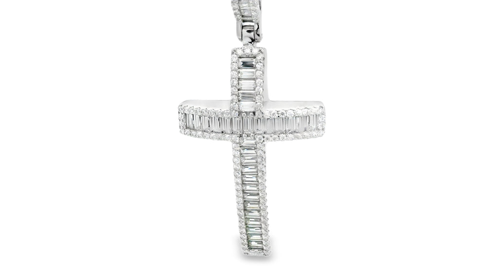 Silver labstone baguette cross pendant